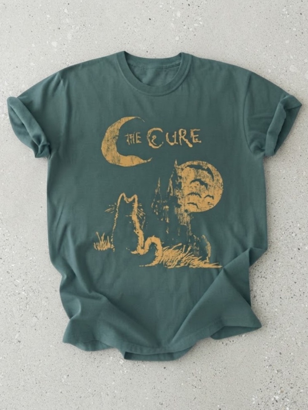 The Cure Gothic Cat Moon Castle Night Dark Magic Comfort Colors T-Shirt